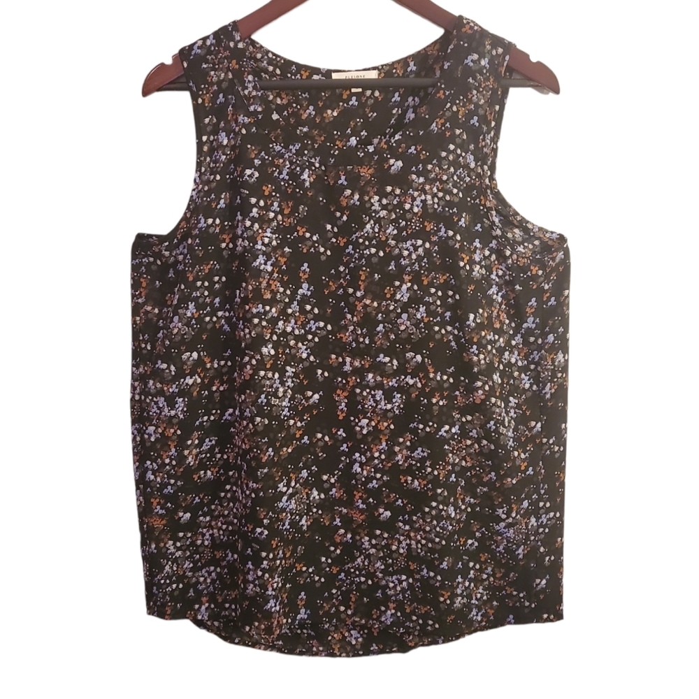 Pleione dress tank shirt. Black floral print. Size medium